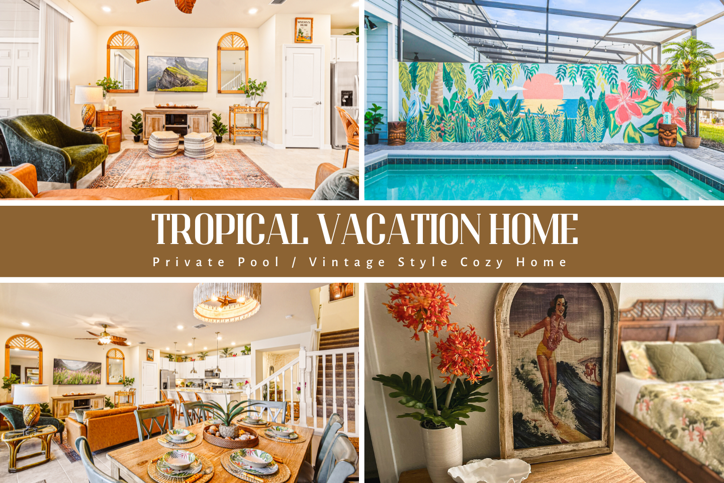 Tropical Vacation Home: Enjoy a spacious retreat with a private pool and multiple sleeping accommodations.