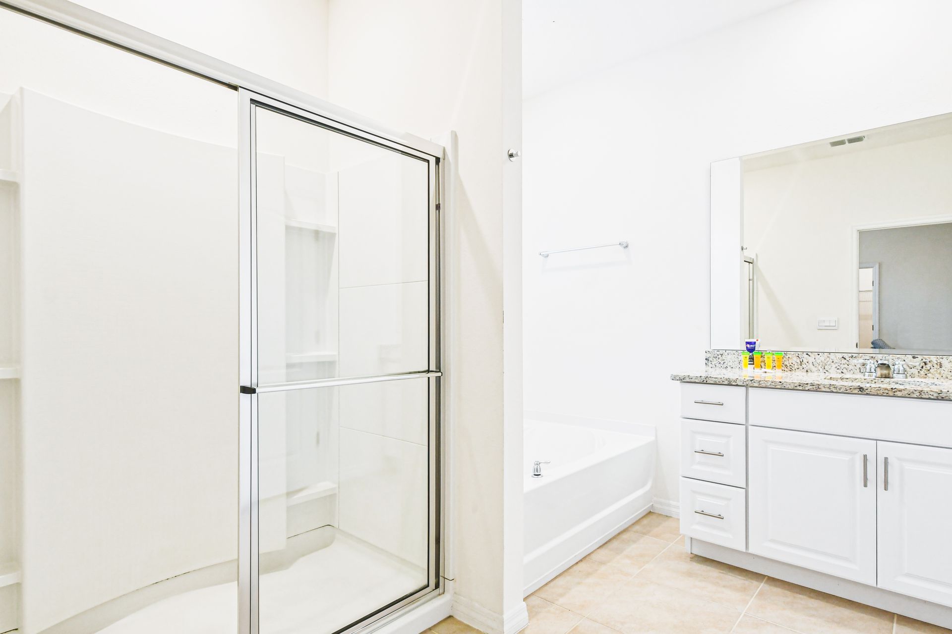 Refresh and rejuvenate in our modern bathroom, offering you a spa-like experience during your stay.