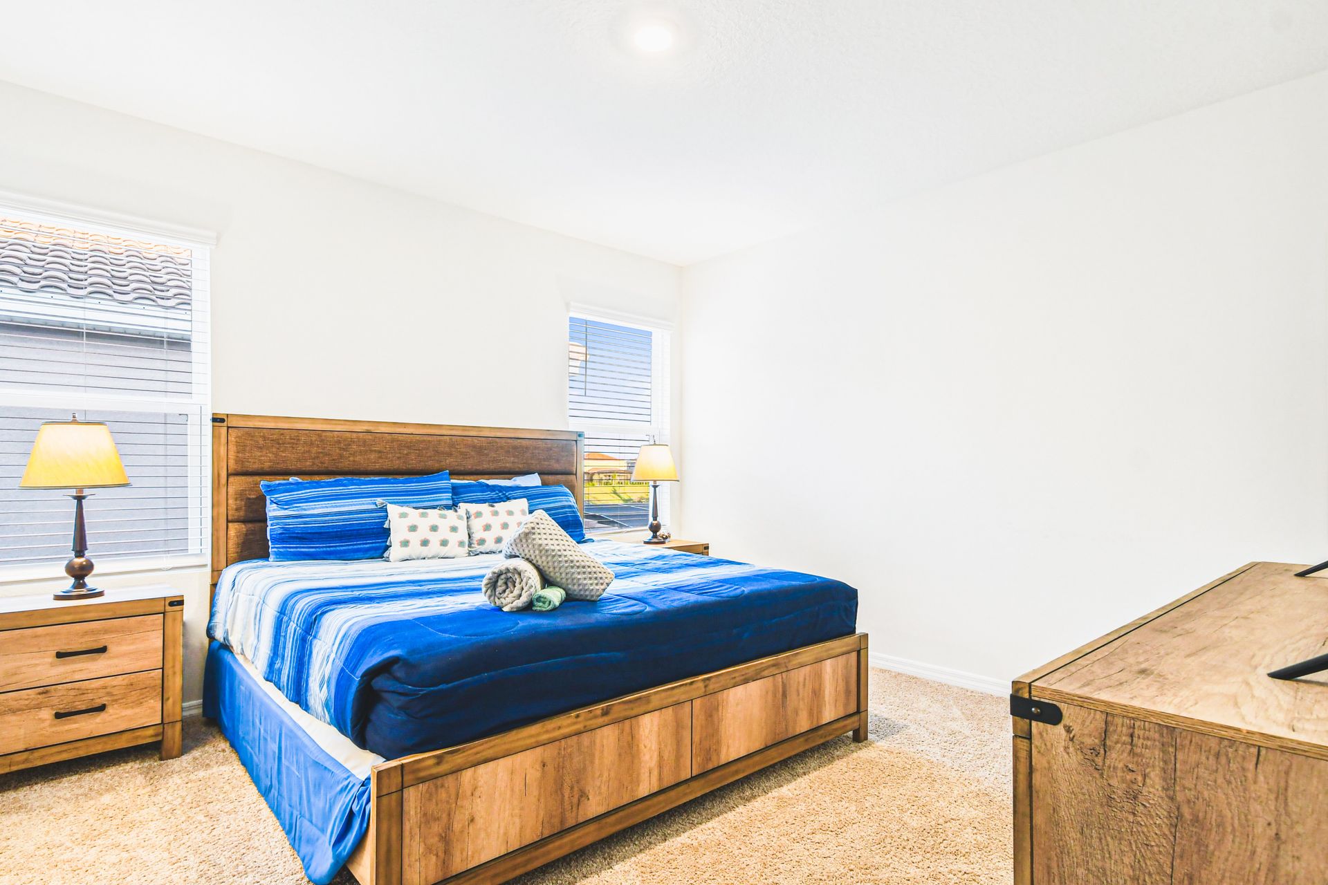 Experience ultimate relaxation in our luxurious bedroom, promising you a restful stay.