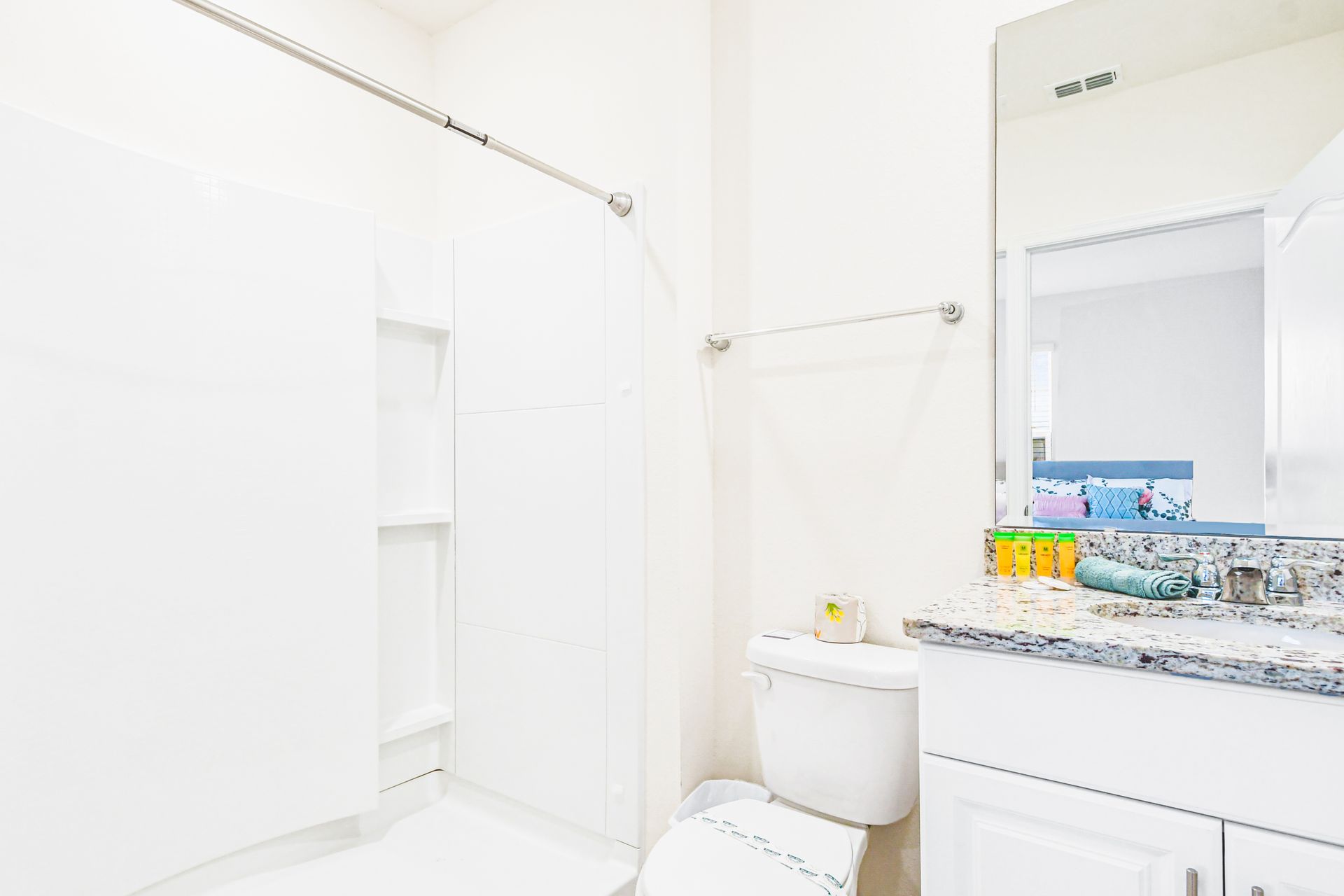 Relax and unwind in our stylish bathroom, providing you with a tranquil retreat during your time here.