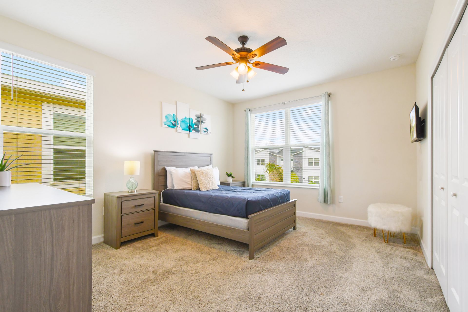 Unwind in our serene bedroom, offering you a tranquil oasis to relax and recharge.