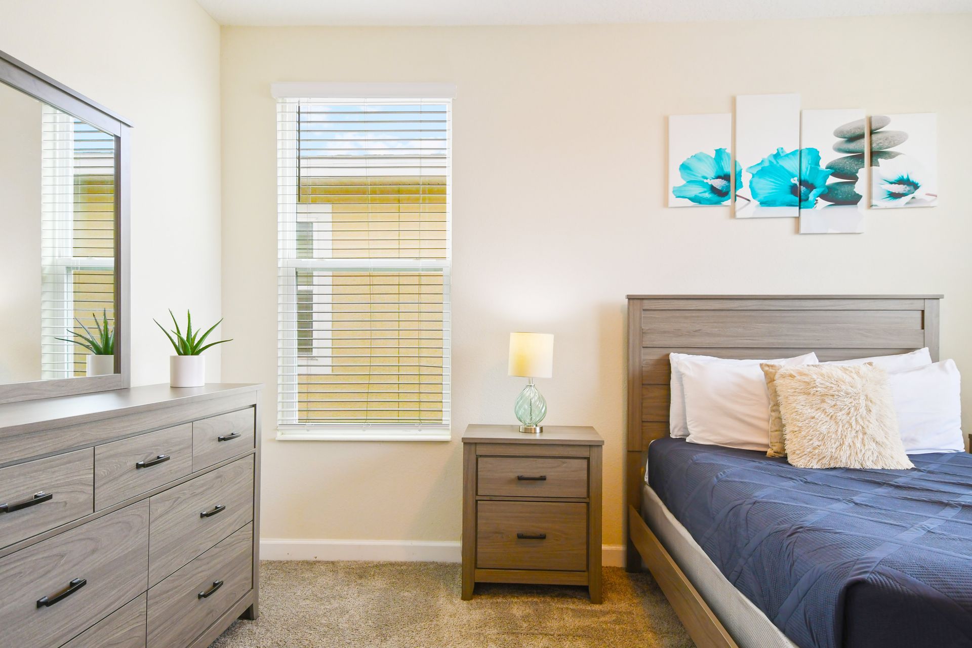 Experience ultimate relaxation in our luxurious bedroom, promising you a restful stay.