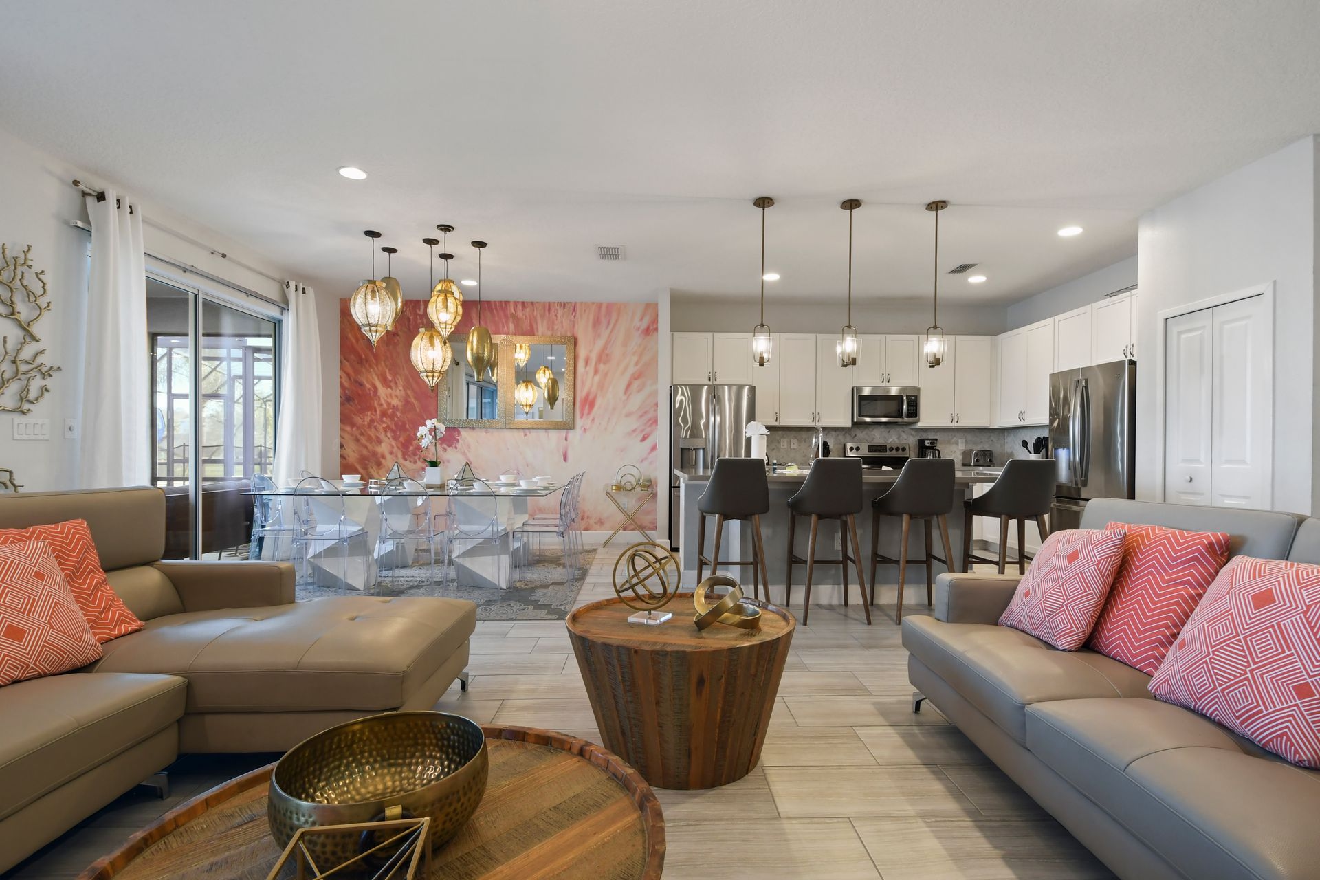 Stylish open-concept living with modern dining and cozy seating