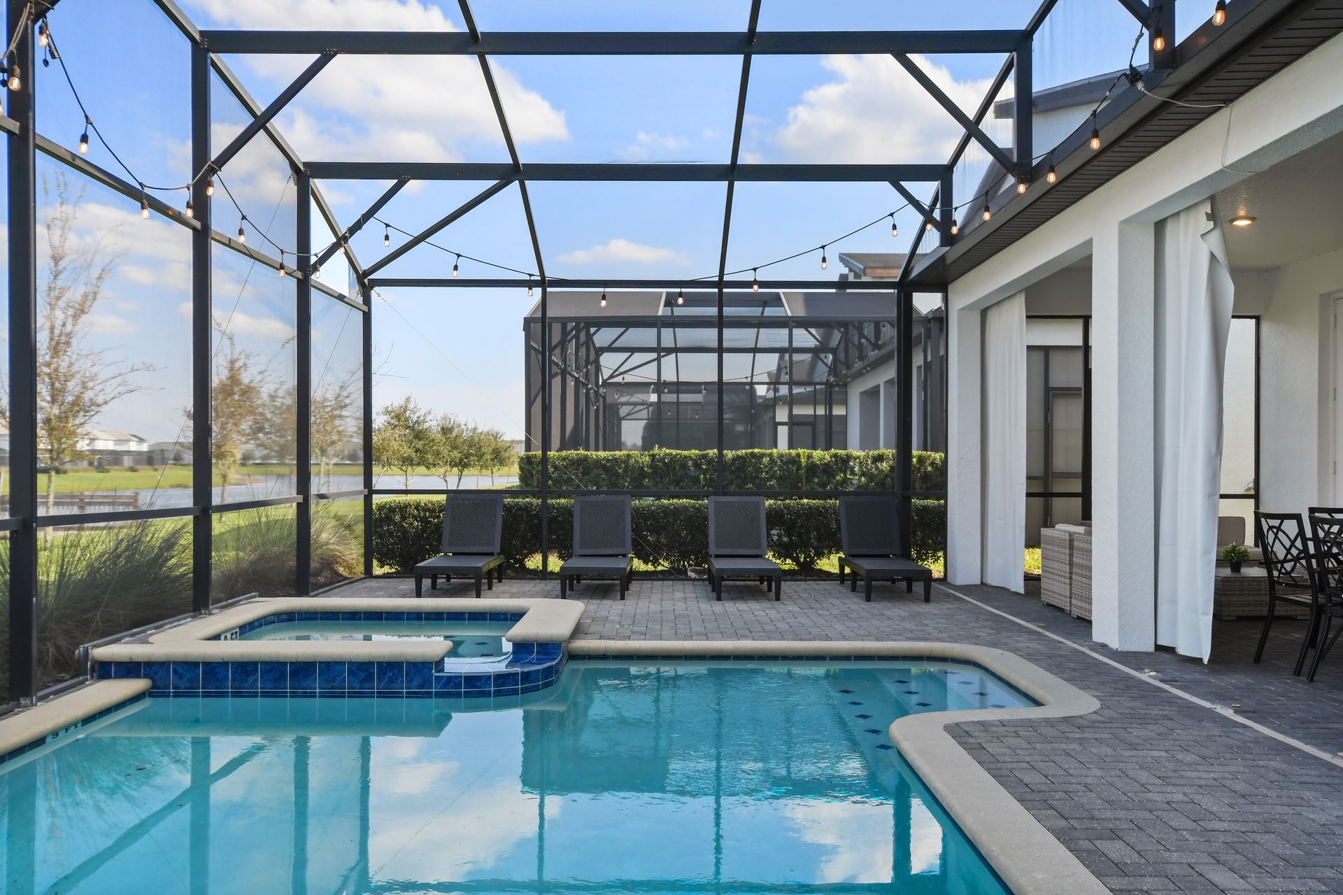 Enjoy the ultimate outdoor retreat with a private pool, spa, dining, and lounge zones!