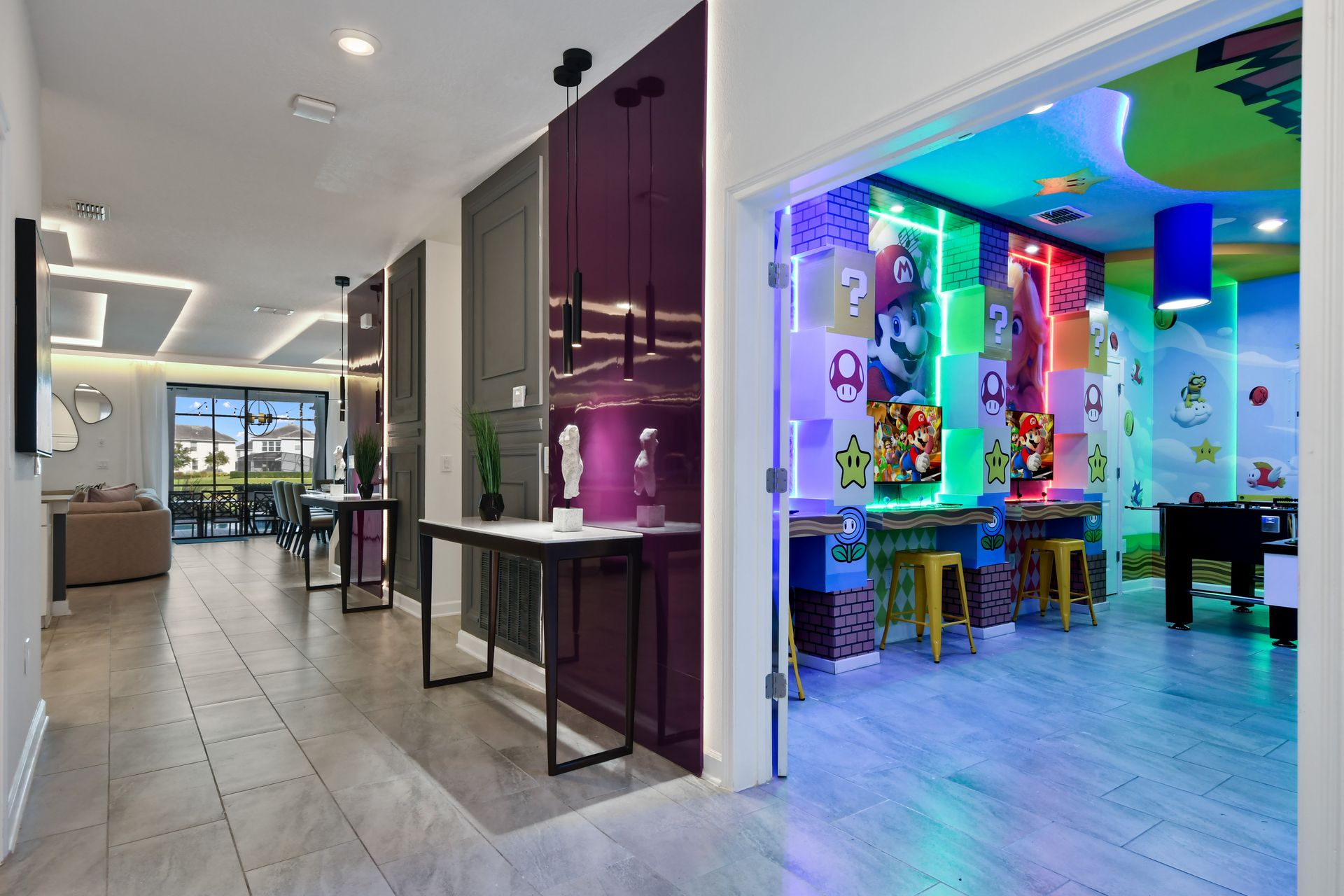 Step into style and play—this home blends modern elegance with epic themed fun!