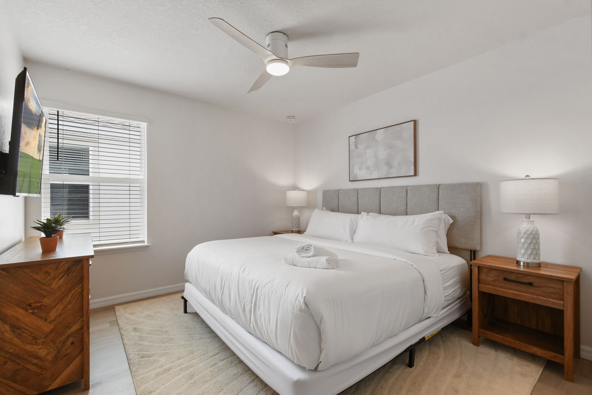 Elegant and cozy bedroom with modern decor and soft accents!